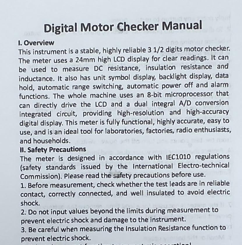 VC4060 Digital Motor Checker Insulation Tester, 3-in-1 Professional Inductance Milliohm Meter Megohmmeter for EV Auto Repair, Coil & Winding Resistance CAT III with calibration certificate