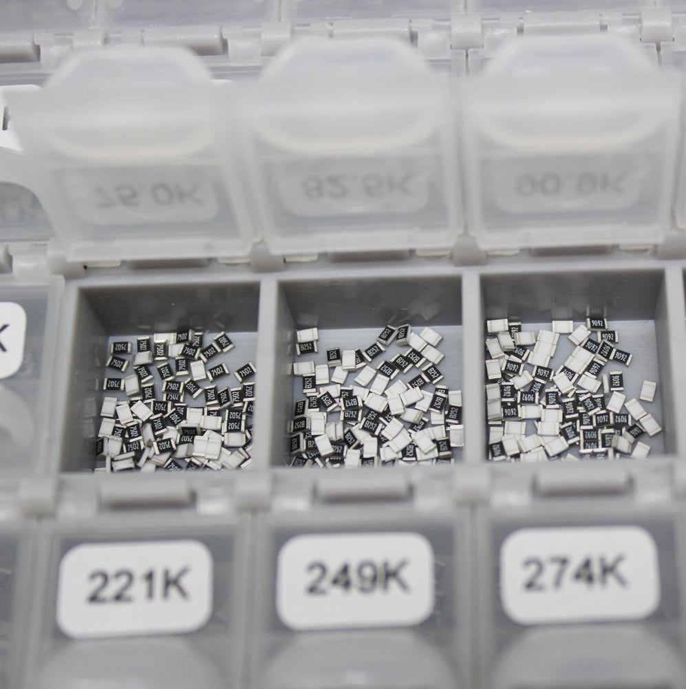AideTek SMD SMT 0805 Size, 144 Values, 100pc/value 1% Sample Resistor Kit Distributed in Box-All Enclosure E96 Serial 0ohm to 1mohm Designer Kit Free Tweezers