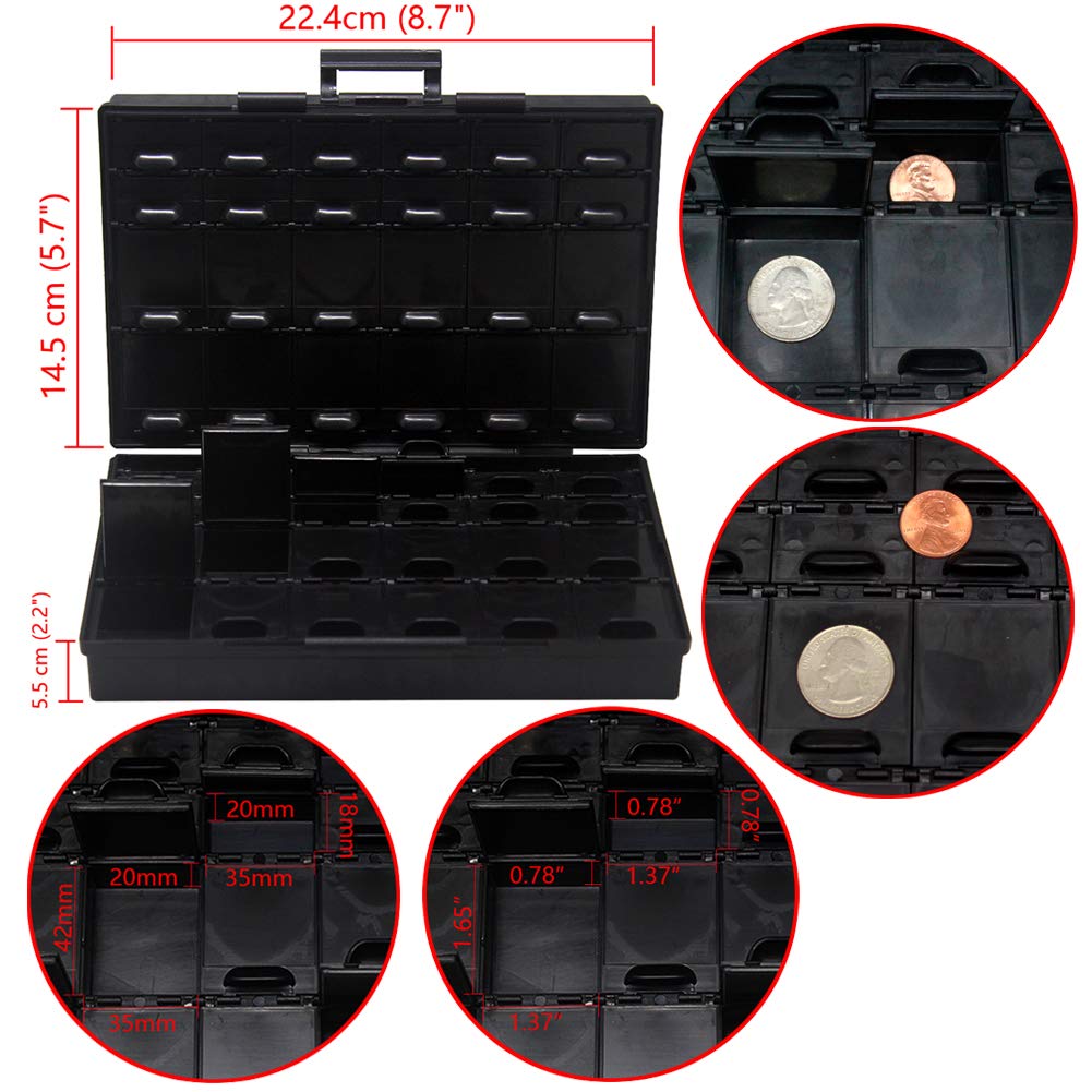 1 unit AideTek BOX-ALL-48 and 1 unit BOX-ALL-48-AS Compartments Enclosure SMD SMT Parts Organizer Surface Mount Box Labels