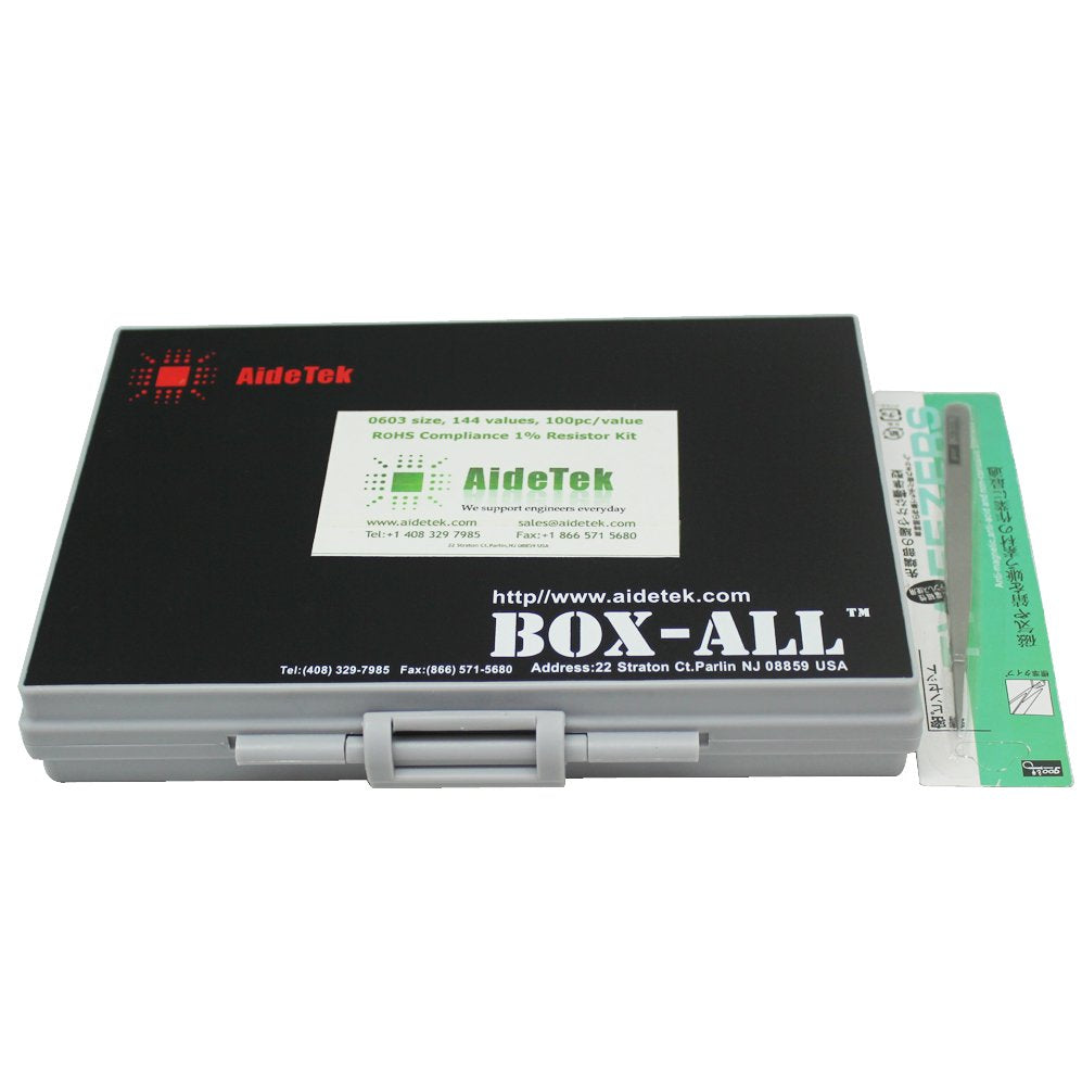 AideTek New SMD 0603 1% 144 Values Resistor kit 10Mohm 144 X 100pc=14400 Box-All