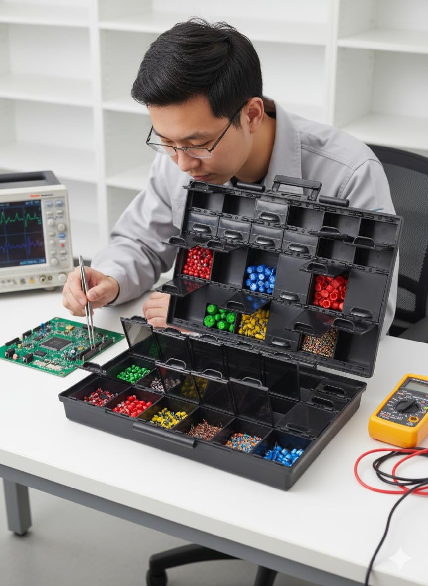 3 units AideTek BOXALL48AS BOXALL144 Compartment SMD Organizer Box SMD SMT Parts Organizer Surface Mount Box