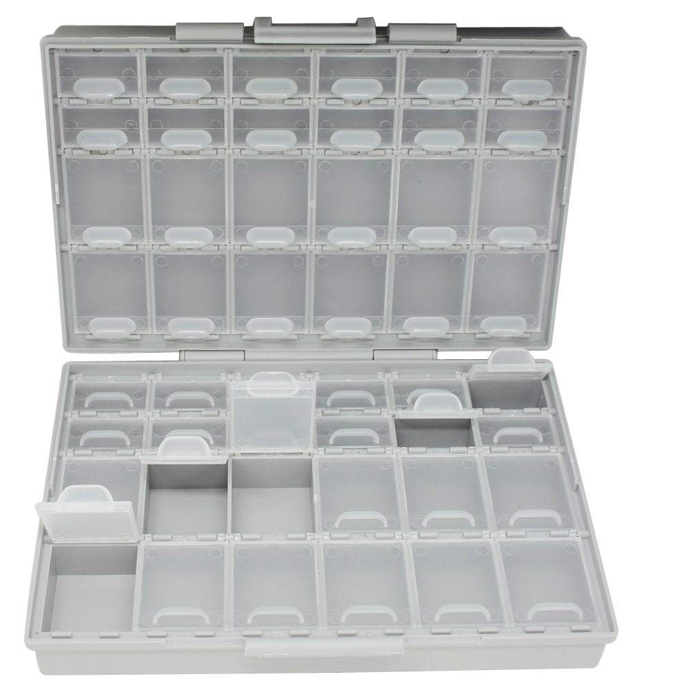 2 units AideTek BOXALL96 and 2 units BOXALL48 Compartment SMD Organizer Box SMD SMT Parts Organizer Surface Mount Box