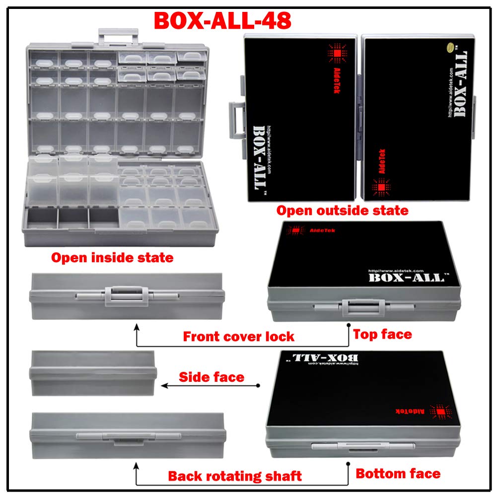 AideTek 2 units BOXALL144 and 2 units of BOXALL48 SMD SMT Resistor Capacitor 1206 0805 0603 Box Organizer Craft Beads Storage for each box