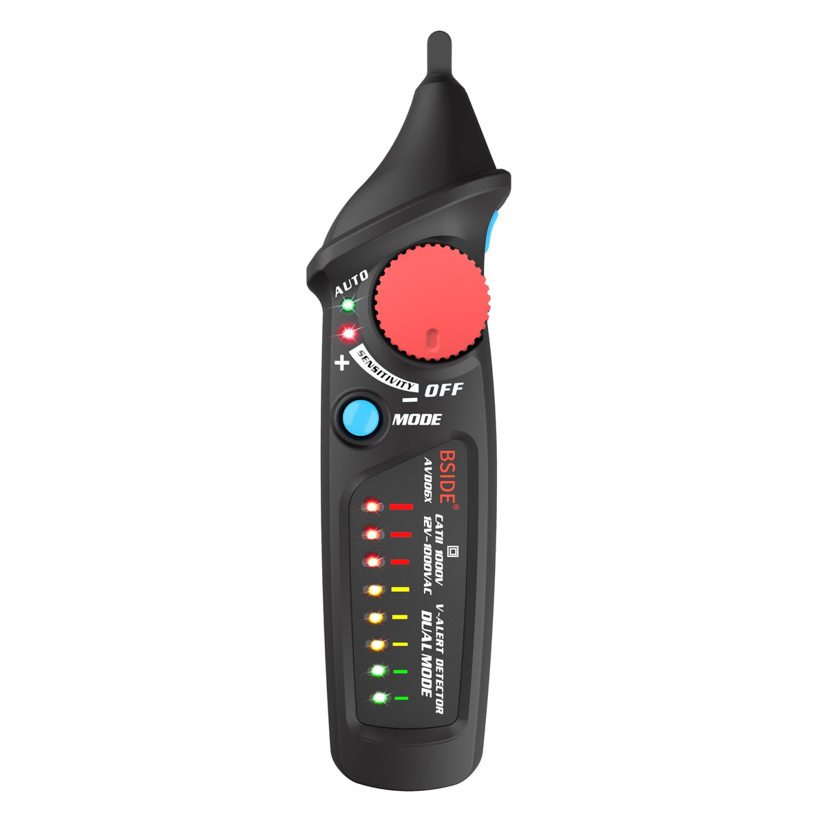 AVD06X Non-Contact Voltage Tester 12V-1000V Dual-Mode AC Detector with LED Alerts Flashlight and Adjustable Sensitivity Auto Power Off AC Voltage Pen Tester