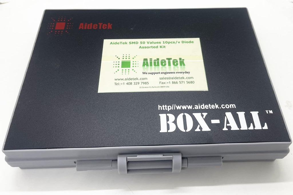 AideTek SMD 1206 Diode Kit 50 Values, 0.5W Zener 2V-39V LL-34,1N40011N4007 1N4148 SMA 300 Pcs Lead-Free RoHS, BOX-ALL Enclosure PCB Efficiency