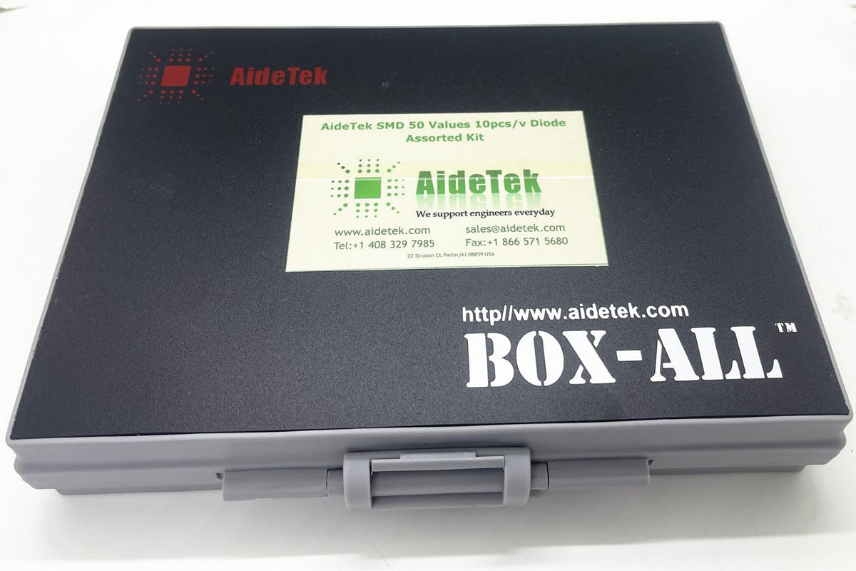 AideTek SMD 1206 Diode Kit 50 Values, 0.5W Zener 2V-39V LL-34,1N40011N4007 1N4148 SMA 300 Pcs Lead-Free RoHS, BOX-ALL Enclosure PCB Efficiency