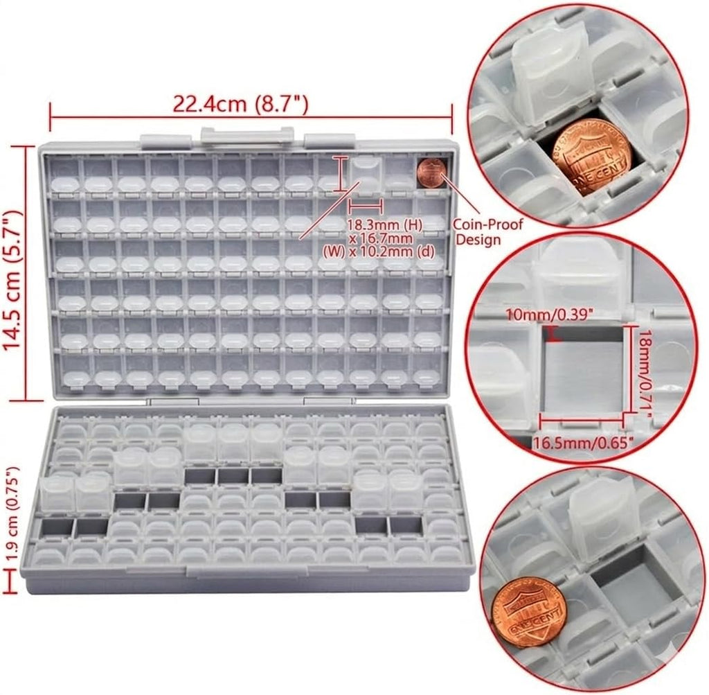 AideTek 2 units BOXALL144 and 2 units of BOXALL48 SMD SMT Resistor Capacitor 1206 0805 0603 Box Organizer Craft Beads Storage for each box