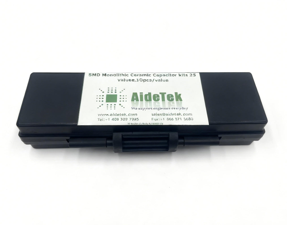 AideTek Dipped Radial Ceramic Capacitor kits 25 values, 10p/value total 250pcs in BOX-ALL-40 ESD safe enclosure RC-10