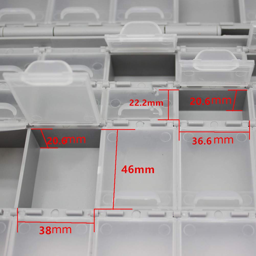 2 units AideTek BOXALL 48 and 1 unit BOXALL40 Compartments Enclosure SMD SMT Parts Organizer Surface Mount Box Labels