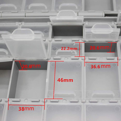 2 units AideTek BOXALL 48 and 1 unit BOXALL40 Compartments Enclosure SMD SMT Parts Organizer Surface Mount Box Labels