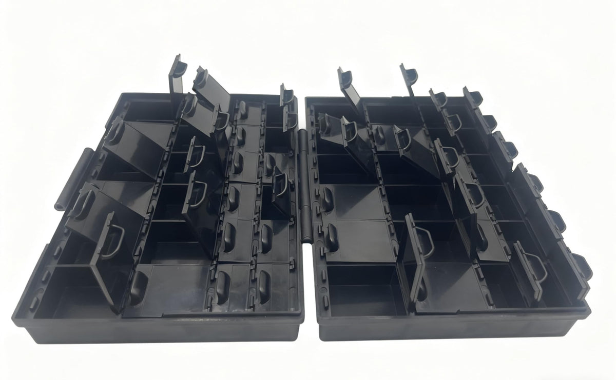 1 unit AideTek BOX-ALL-48 and 1 unit BOX-ALL-48-AS Compartments Enclosure SMD SMT Parts Organizer Surface Mount Box Labels