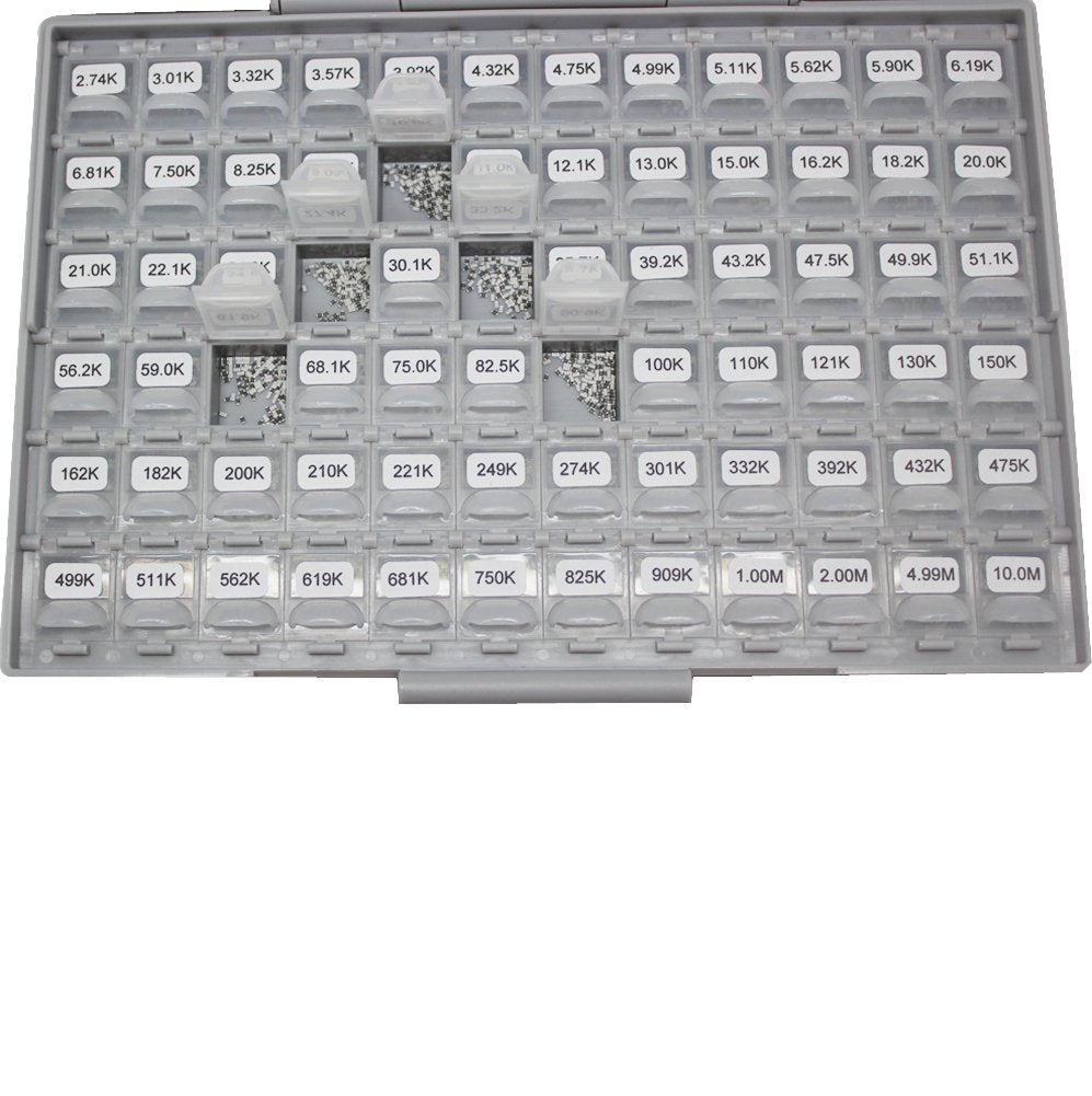 AideTek 0603 Size,Surface monnt Resistor SMD SMT 144 Values, 100pc/value 1% Sample Resistor Kit Distributed in Box-All Enclosure E96 Serial 0ohm to 1mohm Designer Kit Free Tweezers