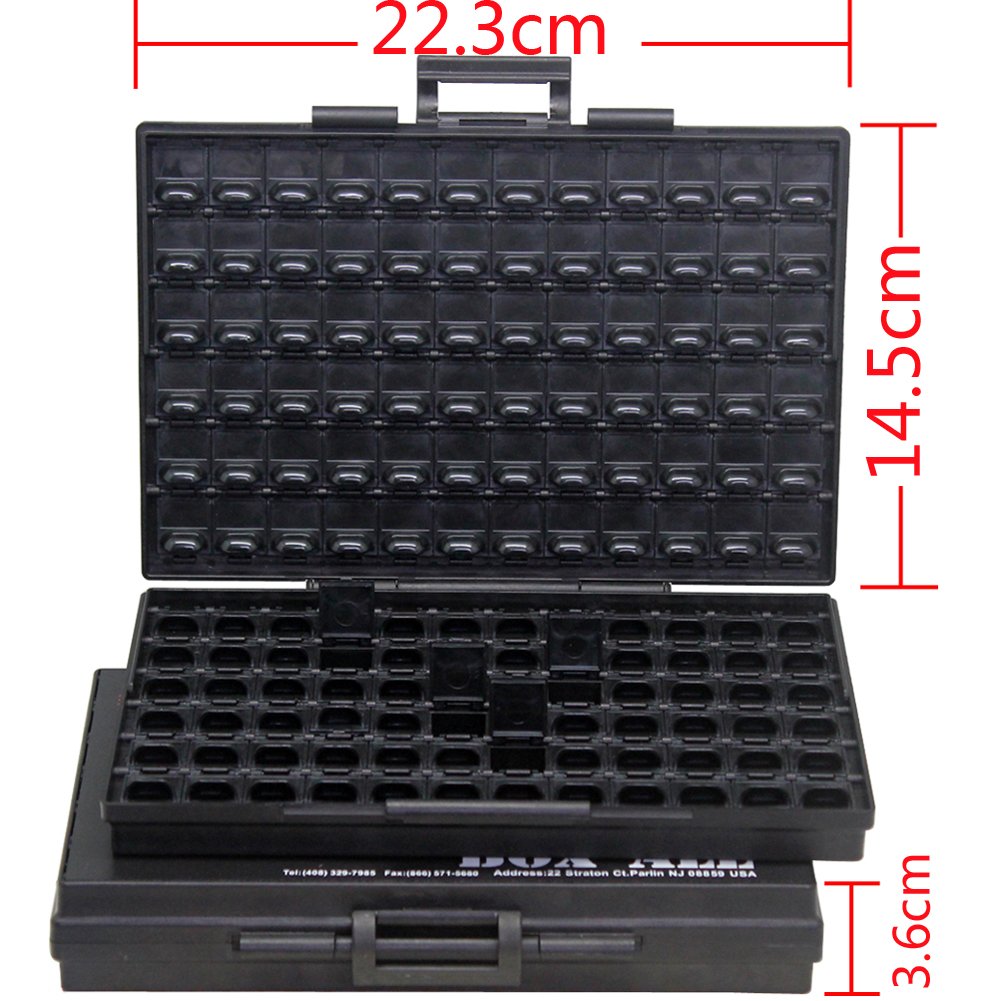 2PCS AideTek ESD safe SMD IC Chips Organizer anti-statics enclosure BOX-ALL-144-AS