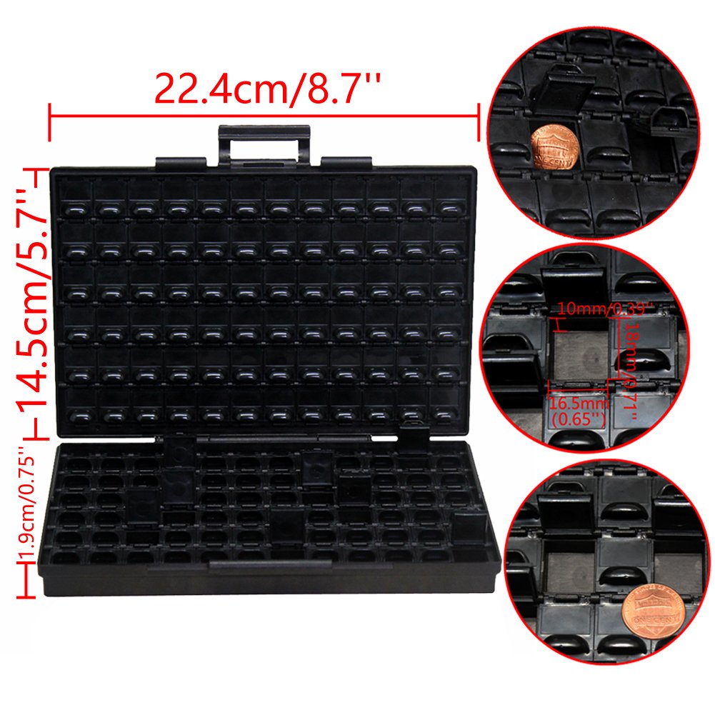 AideTek BOXALLAS 144 Lids ESD Safe SMD IC Chips Organizer Anti-Statics Enclosure