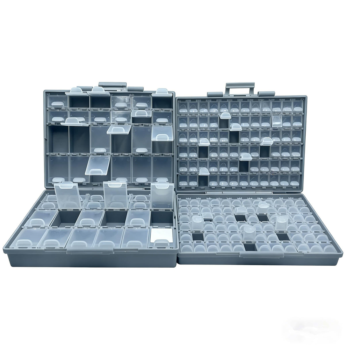 1 unit AideTek BOXALL48 and 1 unit BOXALL144 Compartments Enclosure SMD SMT Parts Organizer Surface Mount Box Labels