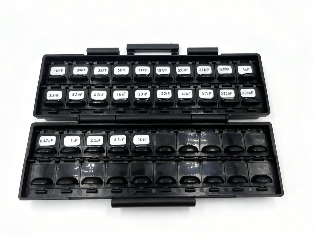 AideTek Dipped Radial Ceramic Capacitor kits 25 values, 10p/value total 250pcs in BOX-ALL-40 ESD safe enclosure RC-10