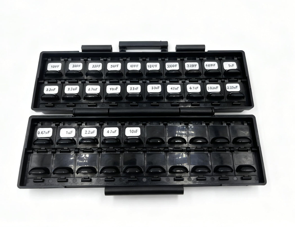 AideTek Dipped Radial Ceramic Capacitor kits 25 values, 10p/value total 250pcs in BOX-ALL-40 ESD safe enclosure RC-10