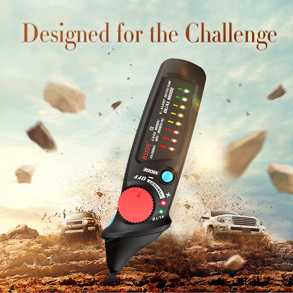 AVD06X Non-Contact Voltage Tester 12V-1000V Dual-Mode AC Detector with LED Alerts Flashlight and Adjustable Sensitivity Auto Power Off AC Voltage Pen Tester