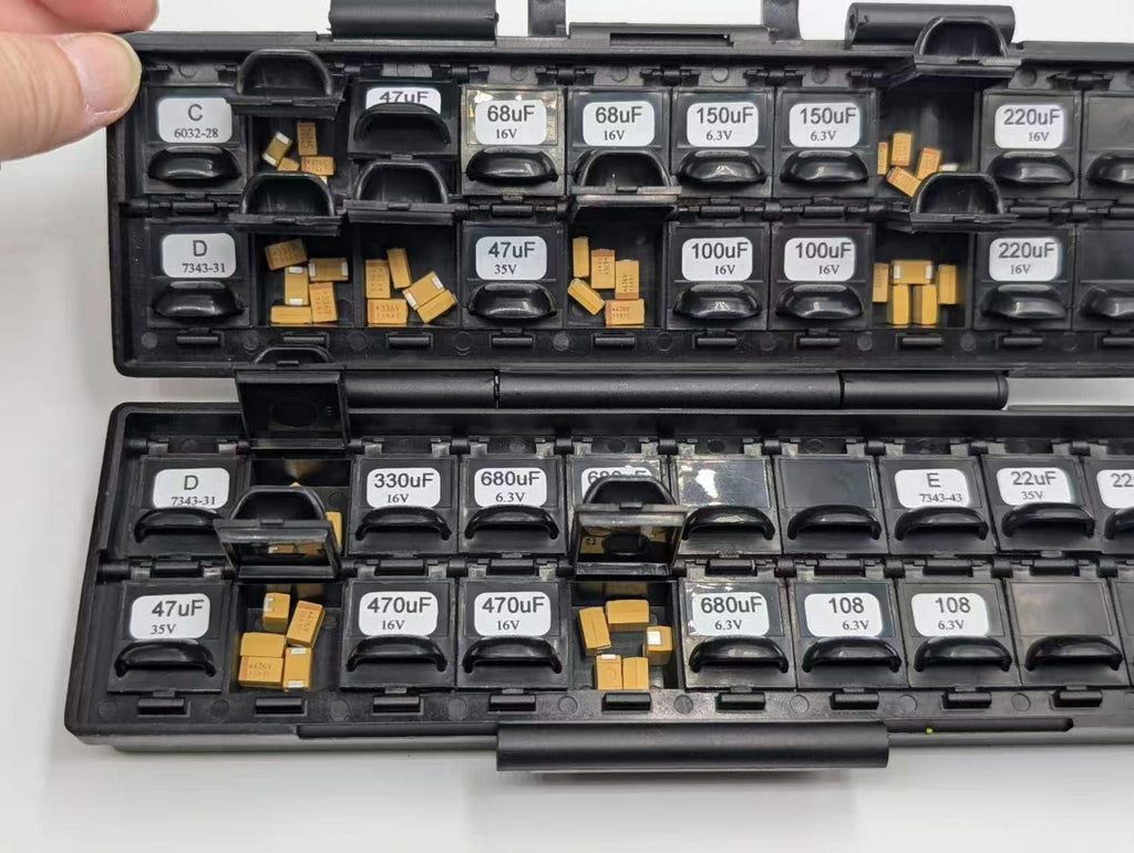 AideTek Tantalum Capacitor Kit Case Code C D E 15 values,10pc/value total 150pcs up to 1000μF TC-10