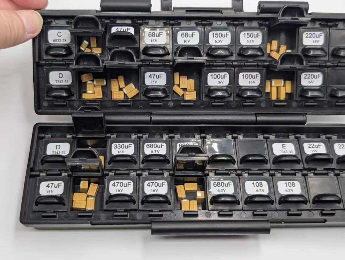 AideTek Tantalum Capacitor Kit Case Code C D E 15 values,10pc/value total 150pcs up to 1000μF TC-10