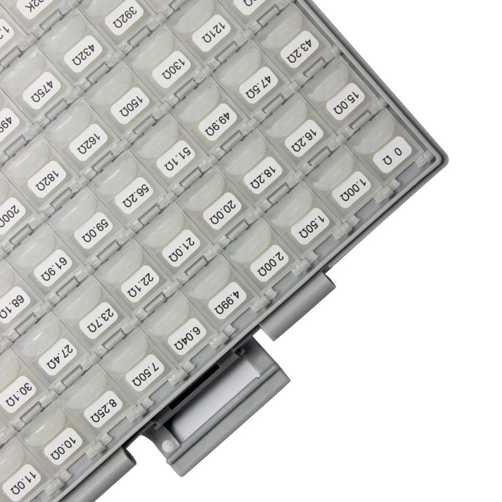 AideTek 0402 Size Surface Mount Resistor 144 Values, 100pc/value 1% Sample Resistor Kit Distributed in Box-All Enclosure E96 Serial 0ohm to 1mohm Designer Kit