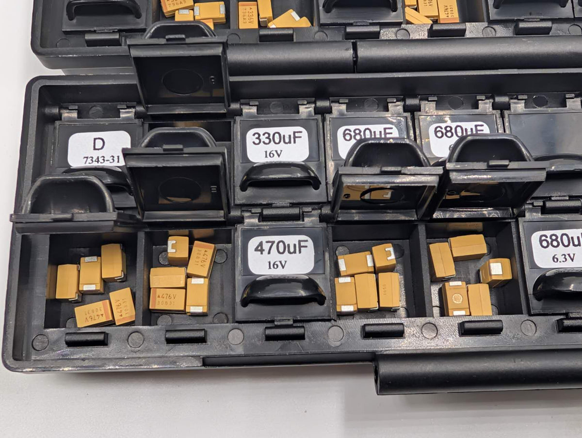 AideTek Tantalum Capacitor Kit Case Code C D E 15 values,10pc/value total 150pcs up to 1000μF TC-10