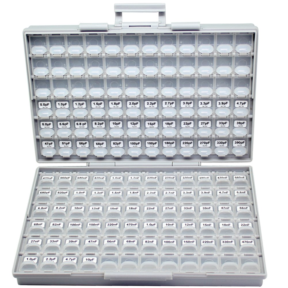 AideTek SMD 0603 capacitor kits 100 Values, 50pc/value Sample Capacitor Kit Distributed in Box-all Enclosure Designer Kit NPO Y5v X7r free Tweezers 10uf 4.7uf