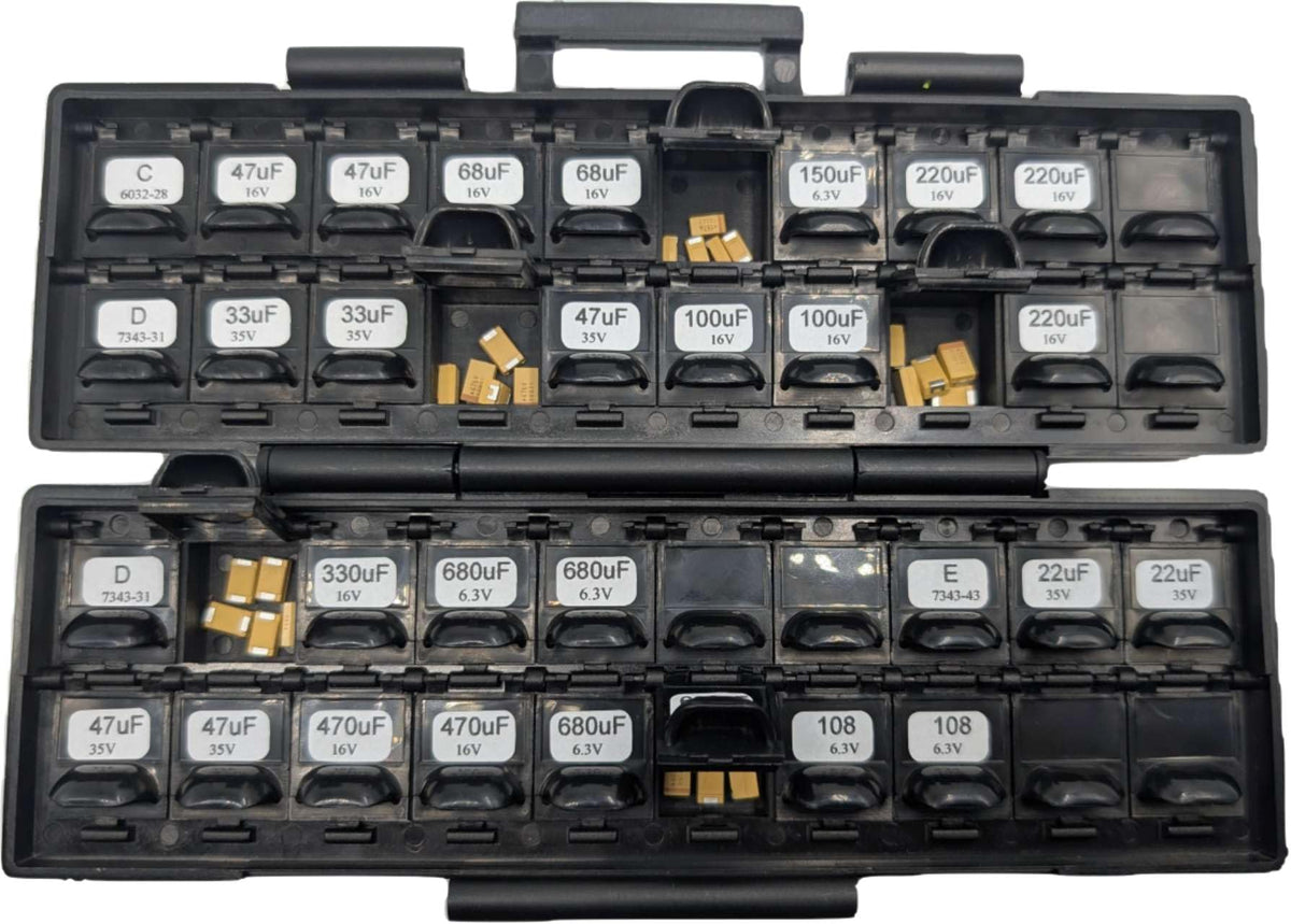 AideTek Tantalum Capacitor Kit Case Code C D E 15 values,10pc/value total 150pcs up to 1000μF TC-10