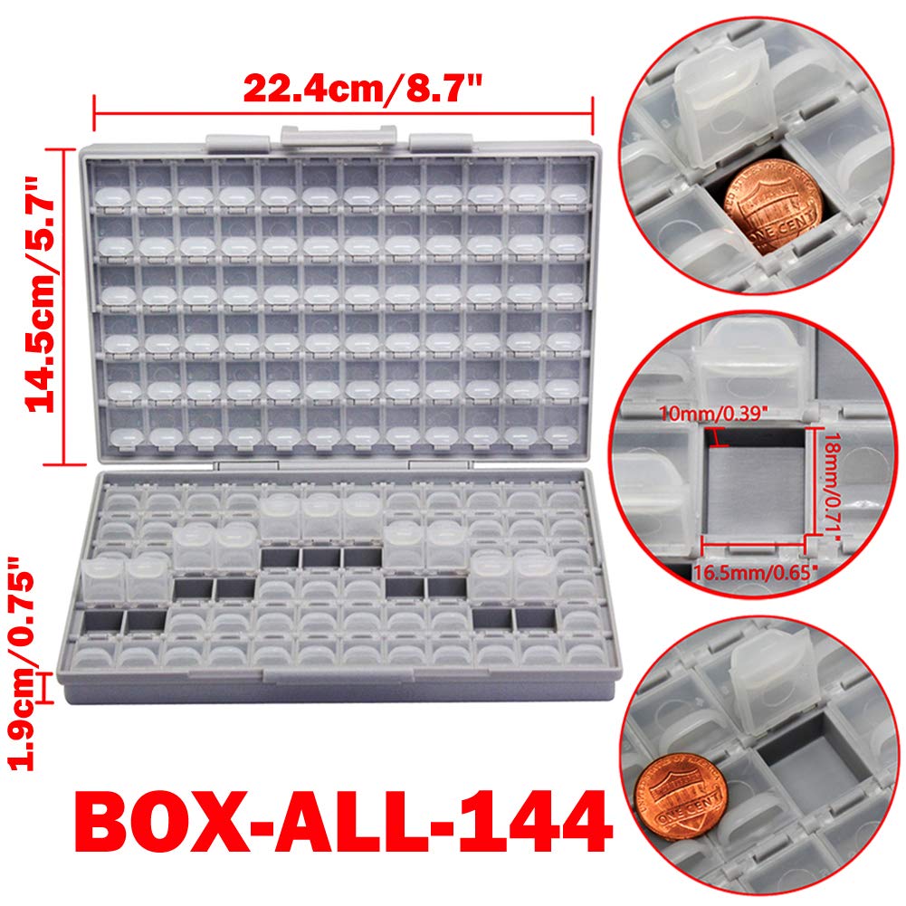 AideTek BOXALL96 and BOXALL144 Compartment SMD Organizer Box SMD SMT Parts Organizer Surface Mount Box