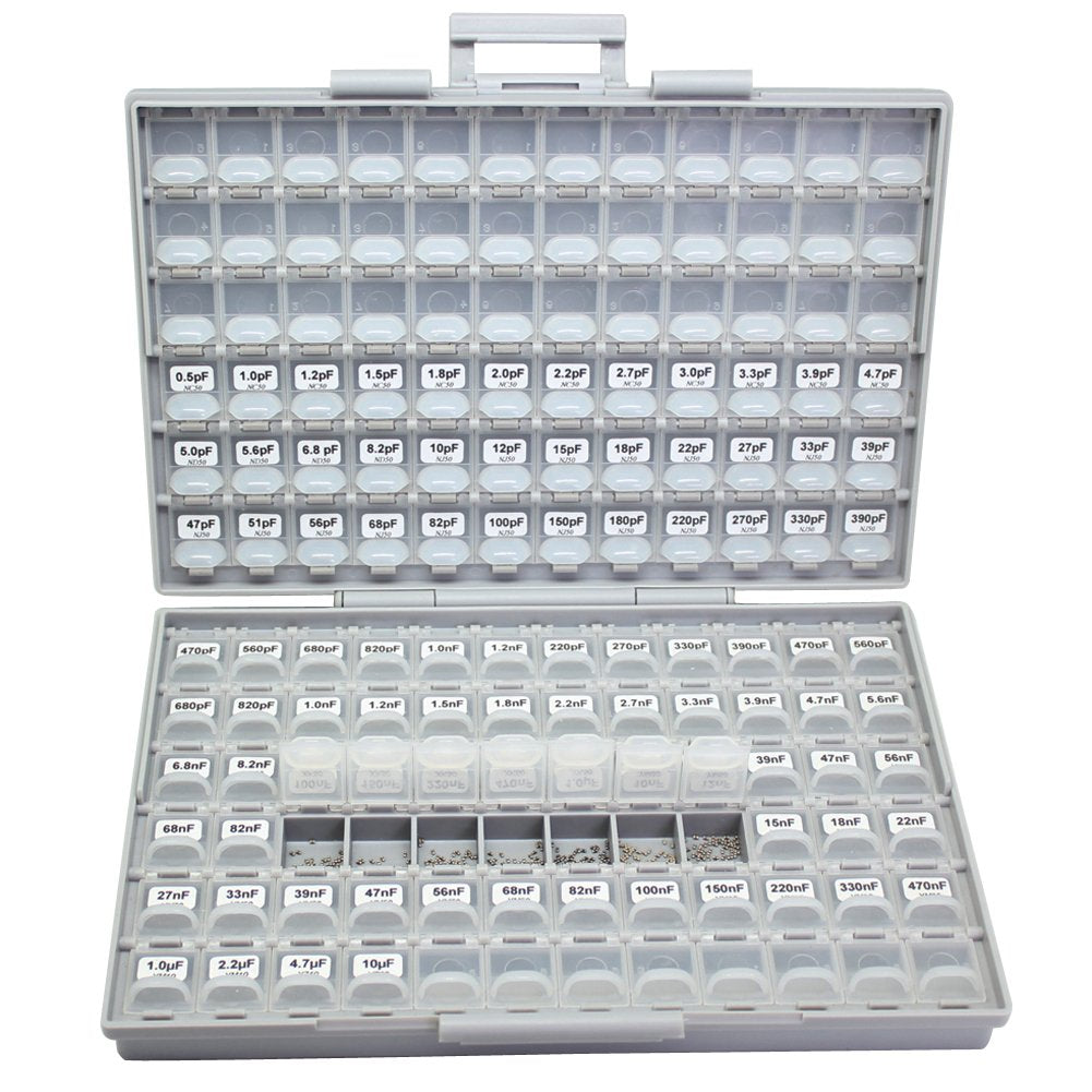 AideTek SMD 0603 capacitor kits 100 Values, 50pc/value Sample Capacitor Kit Distributed in Box-all Enclosure Designer Kit NPO Y5v X7r free Tweezers 10uf 4.7uf