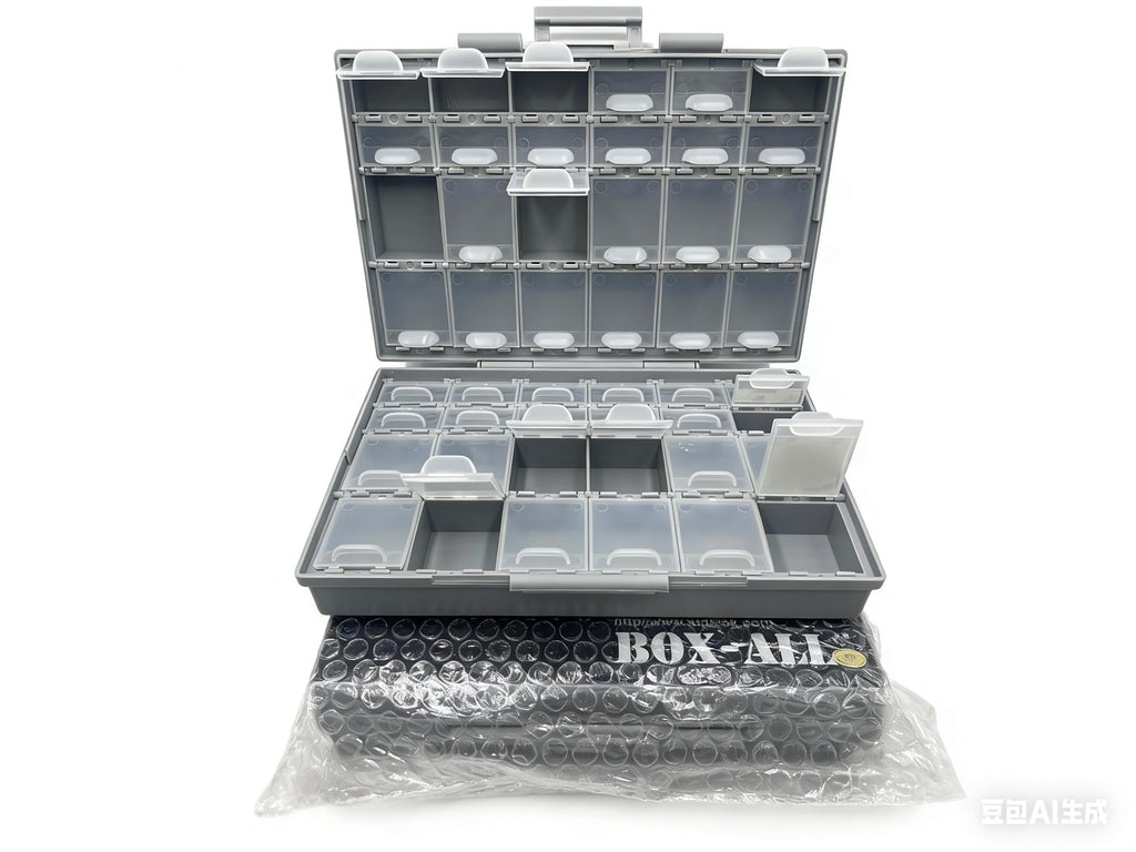 2 units AideTek BOXALL 48 and 1 unit BOXALL40 Compartments Enclosure SMD SMT Parts Organizer Surface Mount Box Labels
