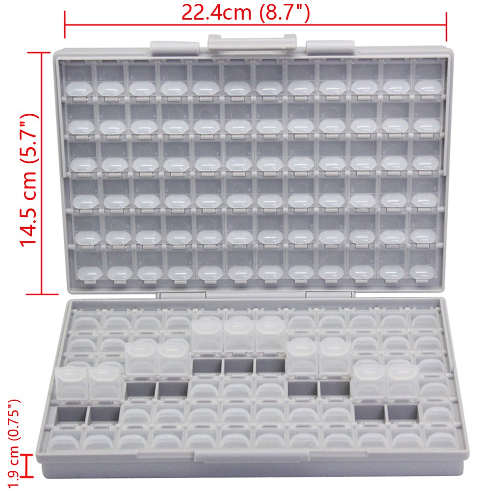 AideTek BOX-ALL-144 SMD Component Organizer — 144 Independent-Lid Compartments, Fits 0201 to 1206