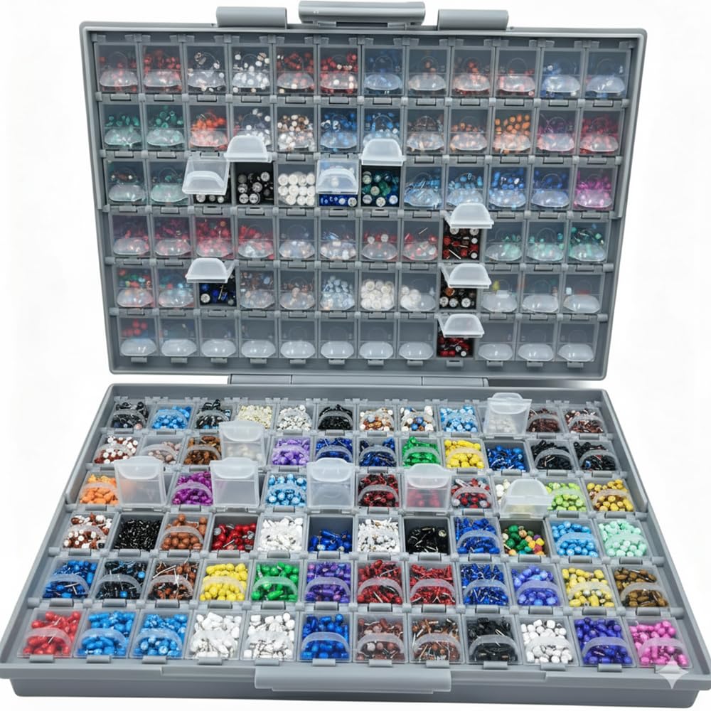 Two SMD SMT Resistor Capacitor 1206 0805 0603 Box Organizer Craft Beads Storage 144 Compartments for each box