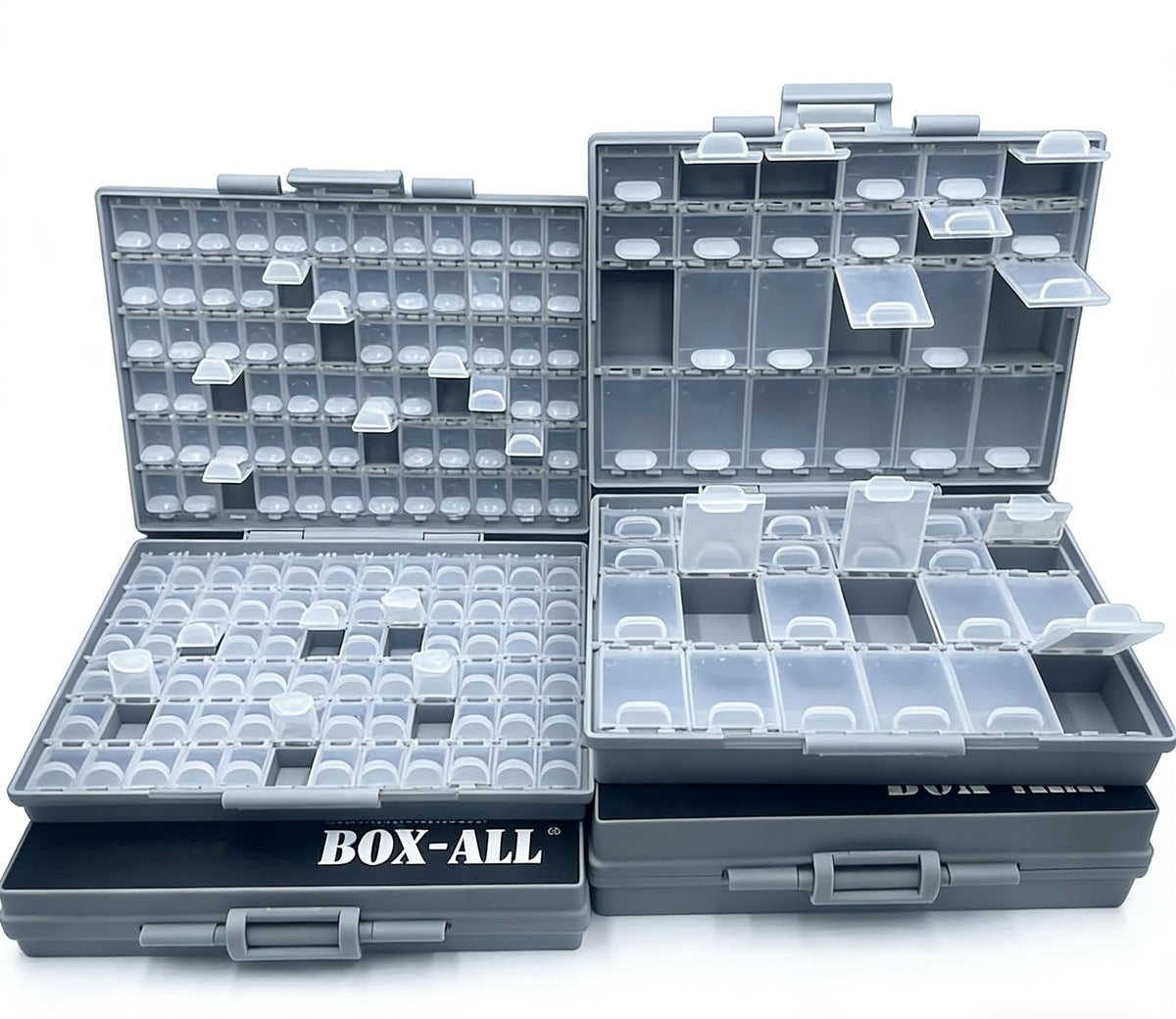 AideTek 2 units BOXALL144 and 2 units of BOXALL48 SMD SMT Resistor Capacitor 1206 0805 0603 Box Organizer Craft Beads Storage for each box