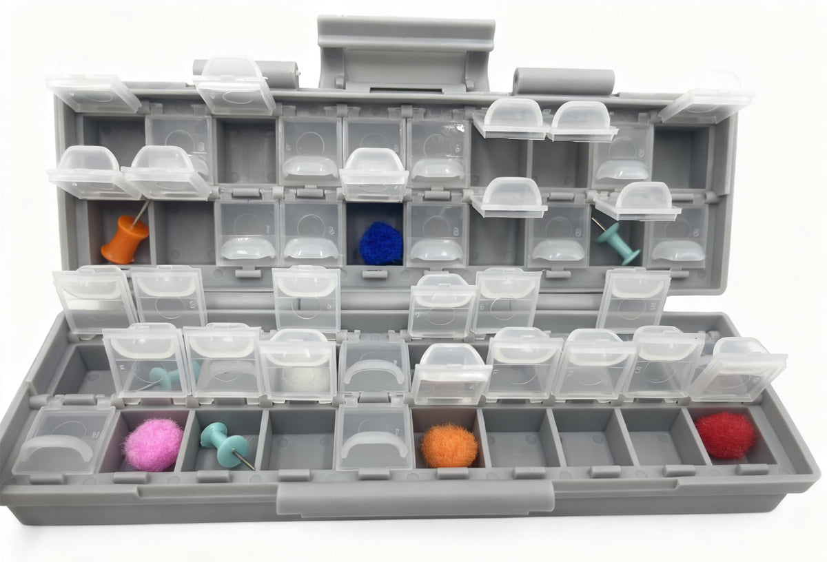 2 units AideTek BOXALL 48 and 1 unit BOXALL40 Compartments Enclosure SMD SMT Parts Organizer Surface Mount Box Labels