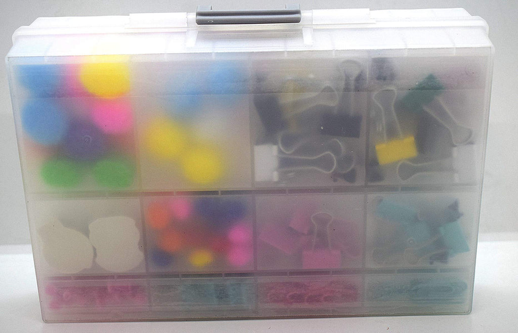 AideTek half transparent BOX-ALL-24 small parts beads stationery jewelry box organizer for sorted parts 3 sizes 24 compartments with lid