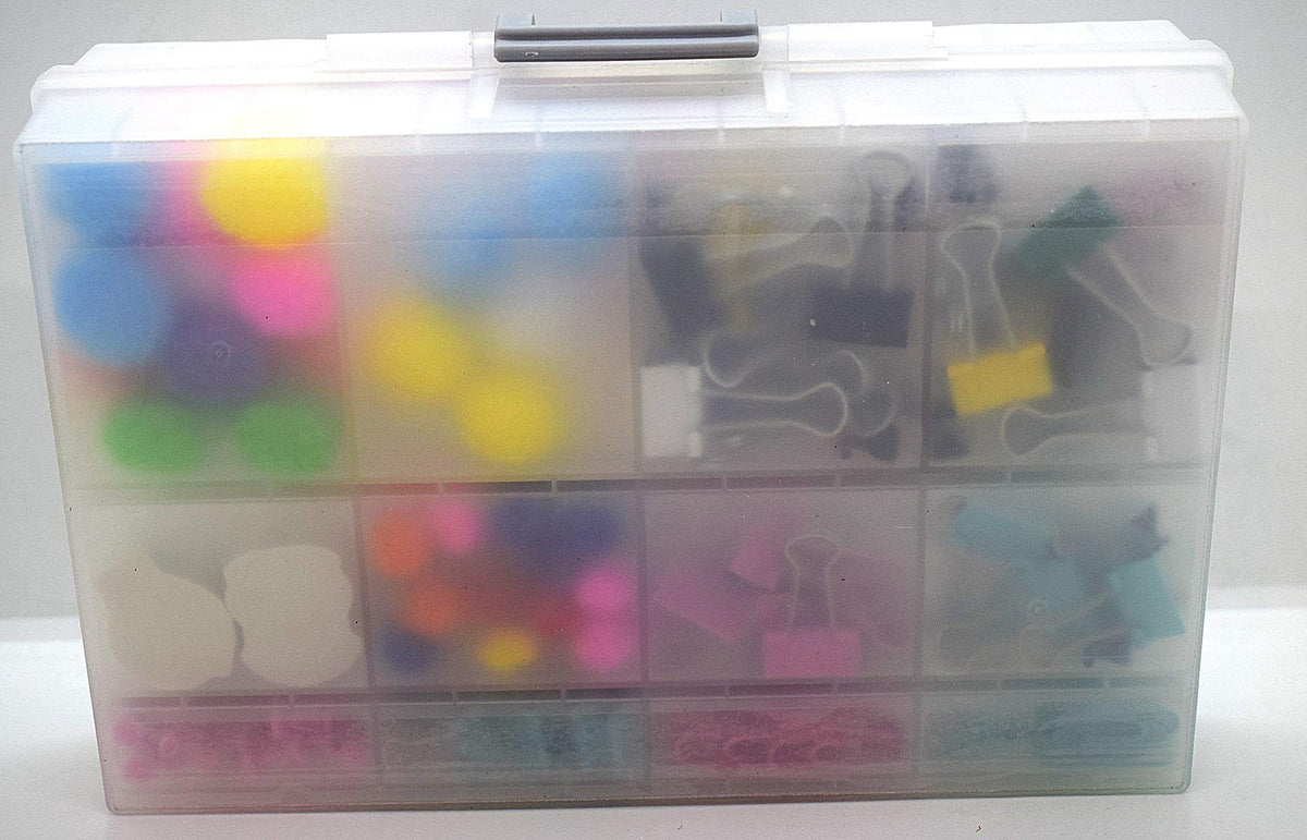 AideTek half transparent BOX-ALL-24 small parts beads stationery jewelry box organizer for sorted parts 3 sizes 24 compartments with lid